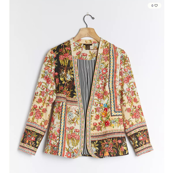 Anthropologie Jackets & Blazers - Anthropologie Vineet Bahl Embroidered Lula Linen Cotton Floral Blazer // XSP